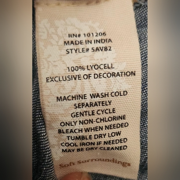 Soft Surroundings Denim Embroidered Blouse Size 2X - Picture 7 of 7